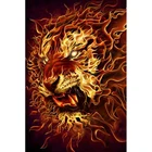 Алмазная 5D мозаика сделай сам, Аксессуары для рукоделия, полное квадратноеКруглое пламя, тигр, вышивка, мозаика, украшение для дома