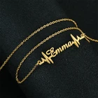 Стильное модное индивидуальное ожерелье с именем из нержавеющей стали, подвеска с буквой сердцебиения с золотой гравировкой, ожерелье с табличкой
