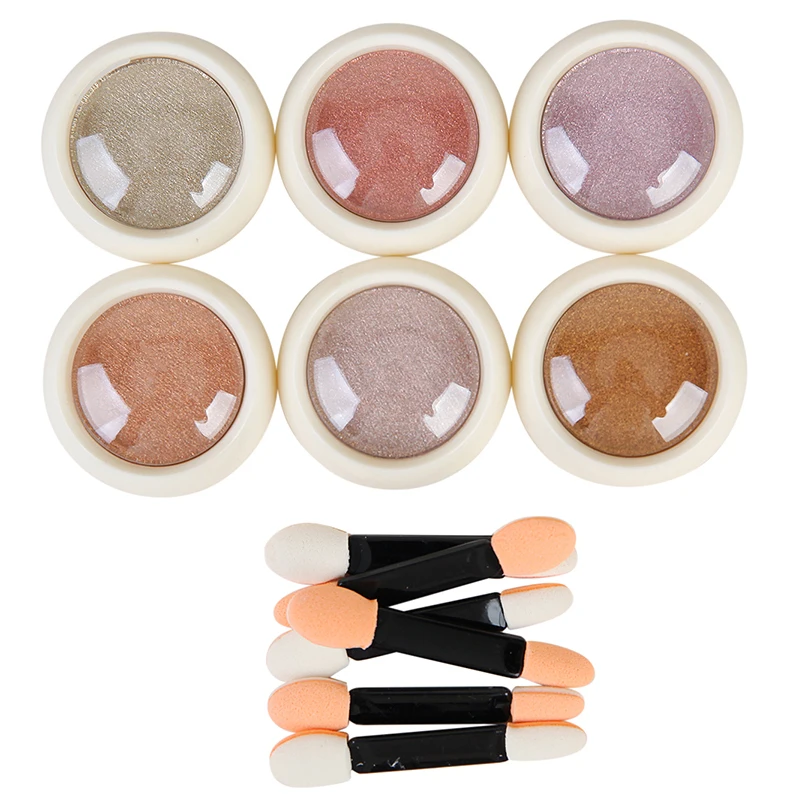 6 цветов/набор зеркальный лазерный лак для ногтей блестящие Твердые порошки