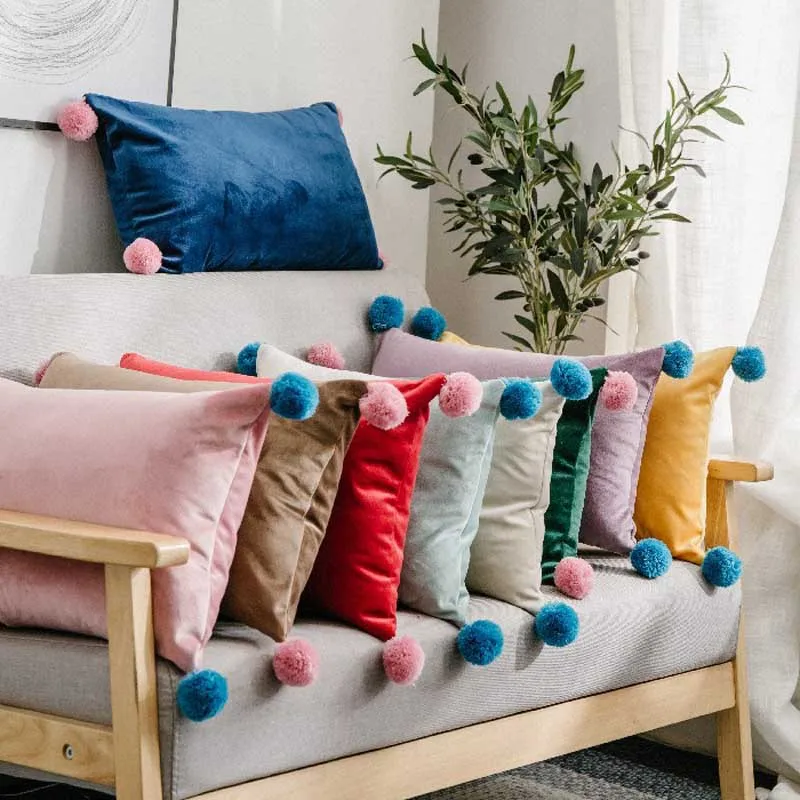 Nodic Style Green Sofa Throw Pillow Cushion Decorative Pillow Home Decor Velvet Pillowcase Luxury Sofa Cushions 30x50cm