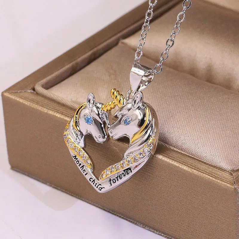 

Crystal Zircon Unicorn Pendant Necklace for Women Fashion Chain Choker Statement Jewelry Party Accessories Valentine's Day Gifts