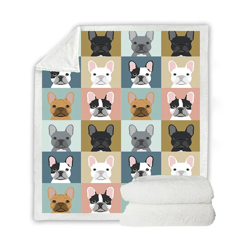 Одеяло с французским бульдогом для кровати толстое одеяло пешего туризма и
