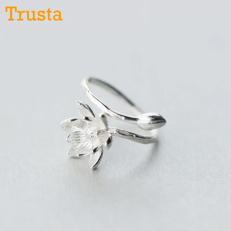 Женское кольцо с лотусом Trustdavis минималистичное регулируемое из стерлингового