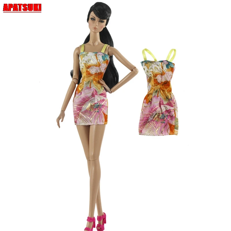 2019 желтое Цветочное платье для куклы Барби одежда 1/6 BJD наряды кукольный домик