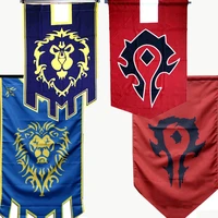 world of warcraft alliance horde banner flag dacron blue home decor cosplay accessory cool comic exhibition yl425