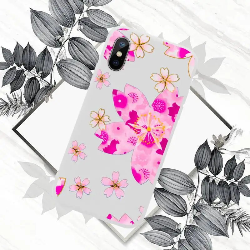 

Pink Flower high quality fashion Phone Case Candy Color for iPhone 6 7 8 11 12 s mini pro X XS XR MAX Plus