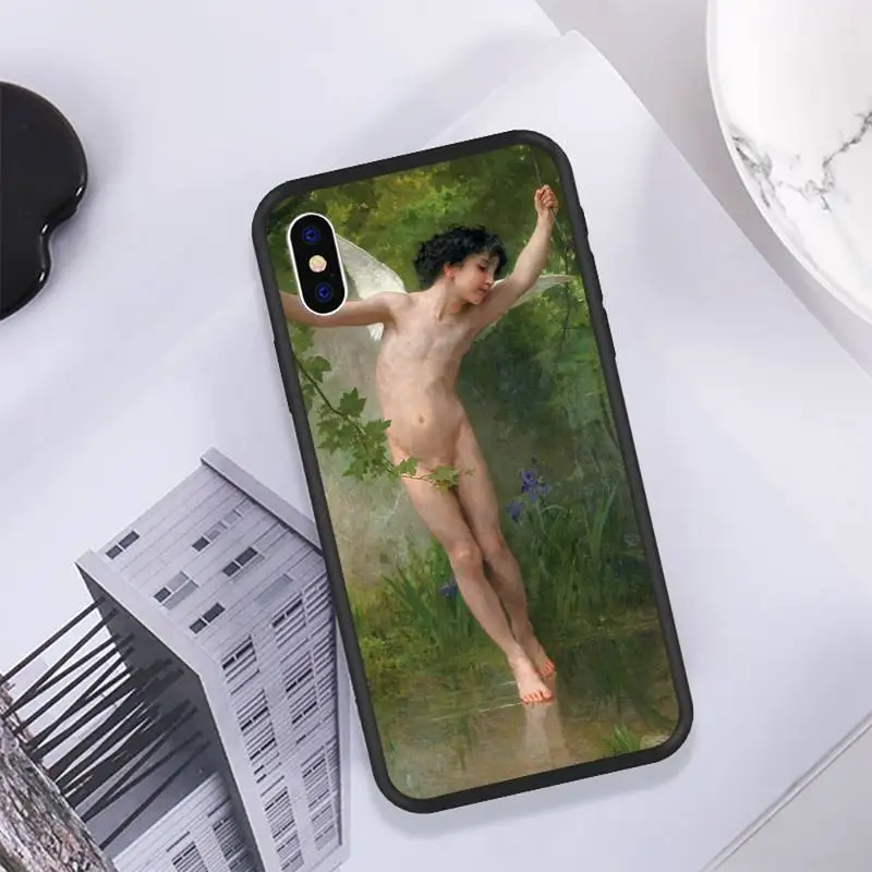

Oil Painting Style Phone Case For IPhone 11 12 Pro Max 6 6s 7 8 Plus XS XR 12mini SE 2020 Black Soft TPU Cover Silicone Coque