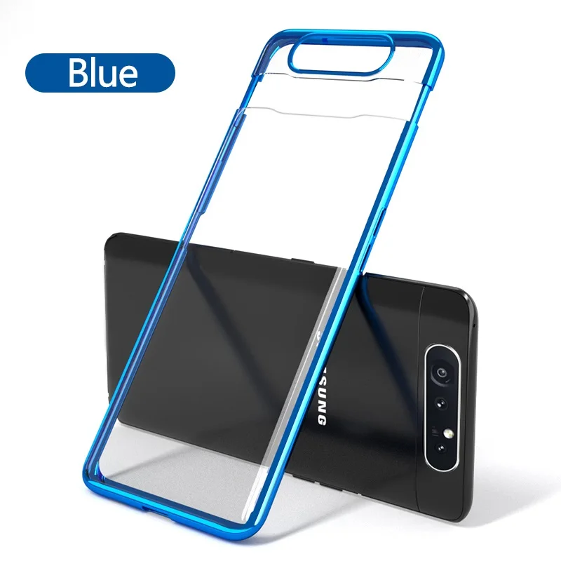 Blue Роскошный чехол GKK для samsung galaxy A80, ударопрочный Прозрачный чехол с покрытием для samsung A80, чехол Fundas - Цвет: Blue