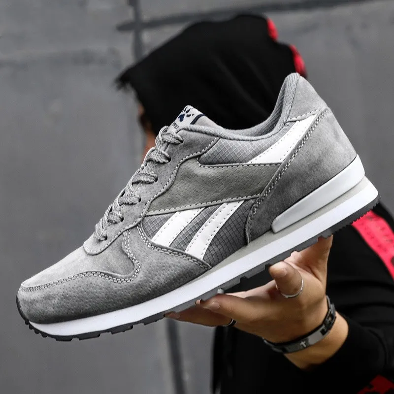 

2021 Men's Sneakers Split Pig Skin Breathable Casual Shoes Flats Shoes Outdoor Light Walking Shoes Trainers tenis masculino