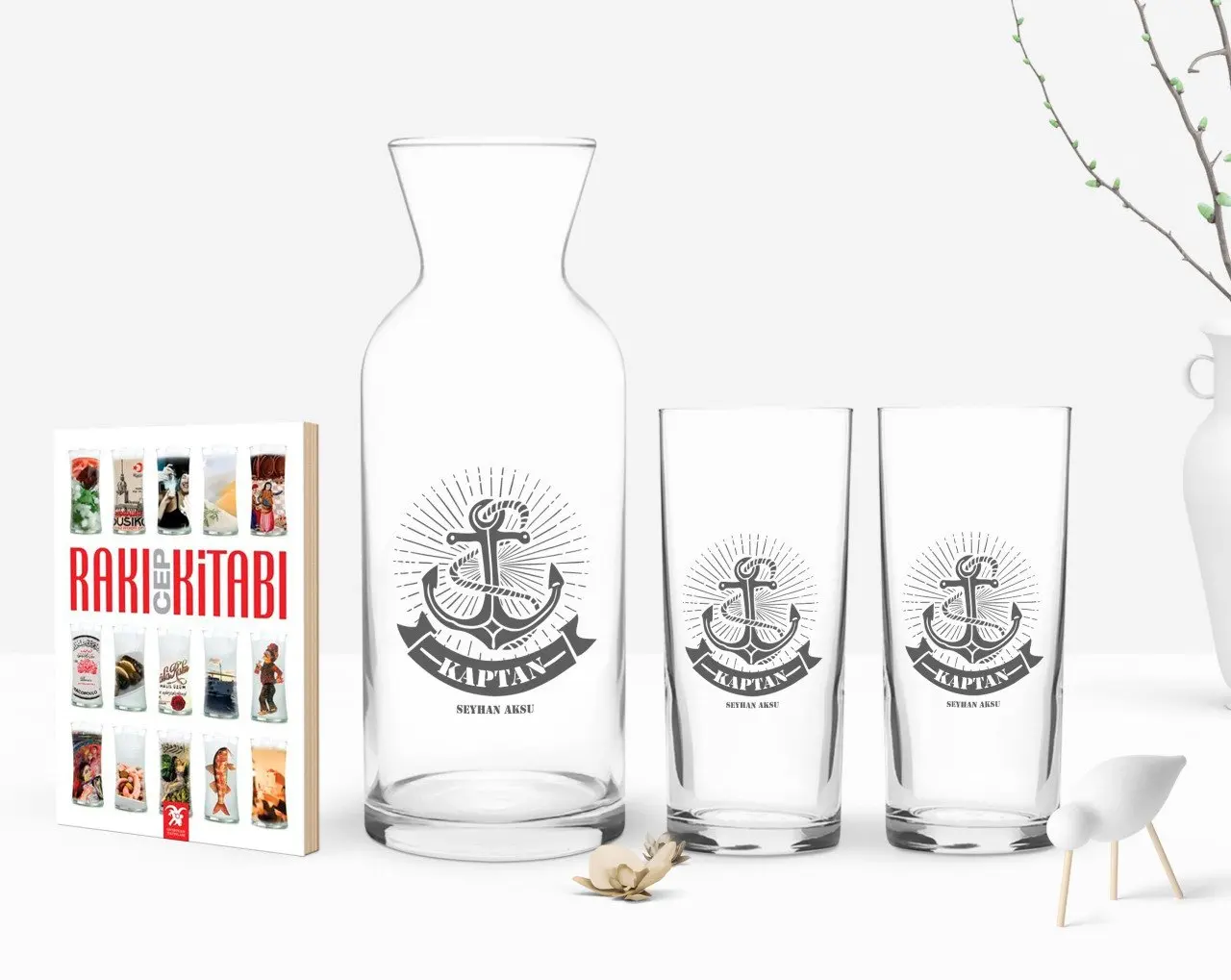 

Персонализированные с красочным рисунком капитан дизайн двойной Arrack чашки графин и карманная книжка подарок Seti-7