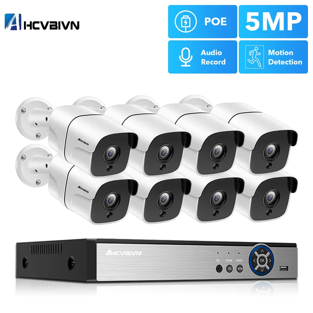 

Face AI H.265 8CH 5MP HD POE NVR Kit CCTV Security System Two Way Audio AI IP Camera Outdoor P2P Video Surveillance Set 2TB HDD