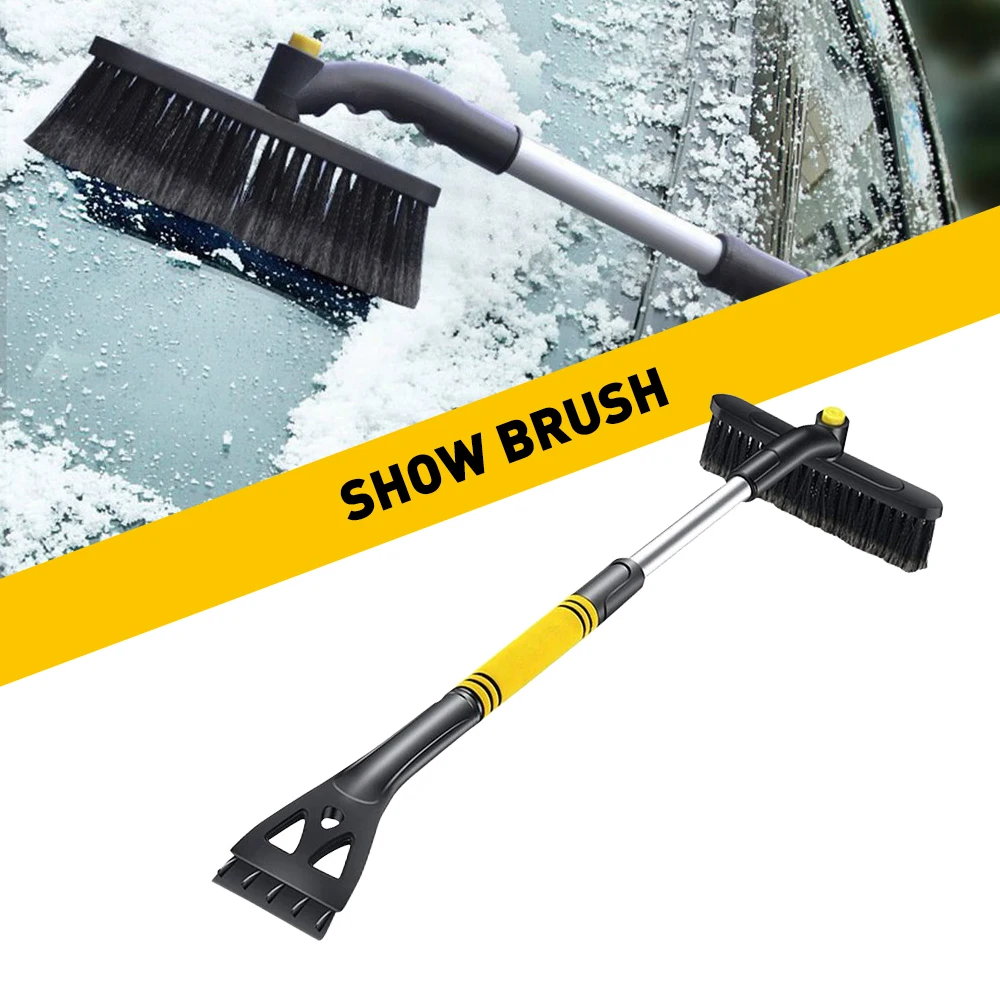 

360° Ice Scraper With Brush Car Windshield Snow Remove Frost Adjustable Broom Extendable Snow Shovel Glass Defrost Removal Tools