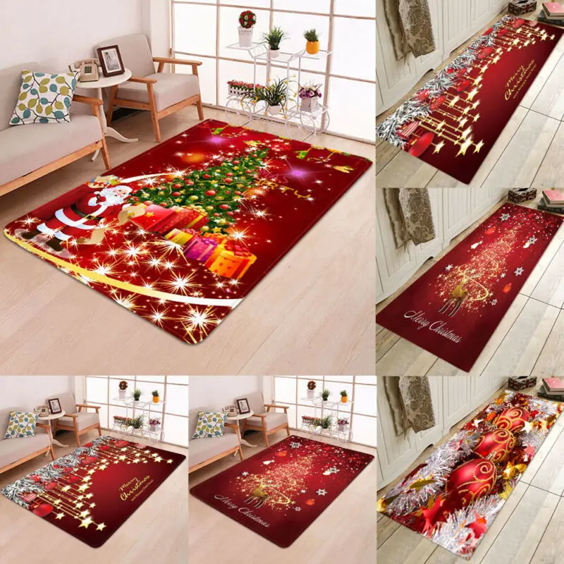 

Hand Wash Santa Door Floor Mat Christmas Area Rug Holiday Kitchen Bedroom Mat Carpet Decor Home Polyester Textile Rug