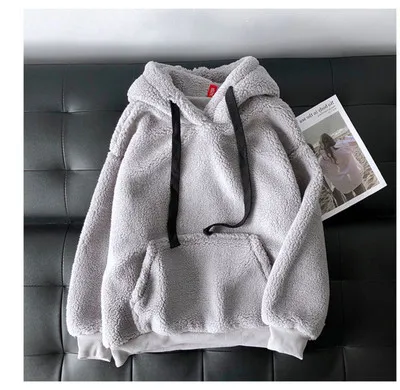 

Women Autumn Winter Hooded Print Fleece Flannel Pullover Female Fashion Sweatshirt Long Sleeve Solid Loose Pocket Thick Hoodies