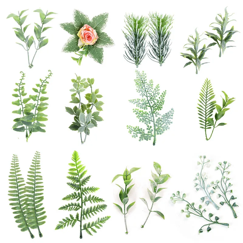 

10pcs Artificial Flower Leaves Plant Bouquet Wedding Home Christmas Decoration DIY Wreath Accessories Scrapbooking Fake Flowers