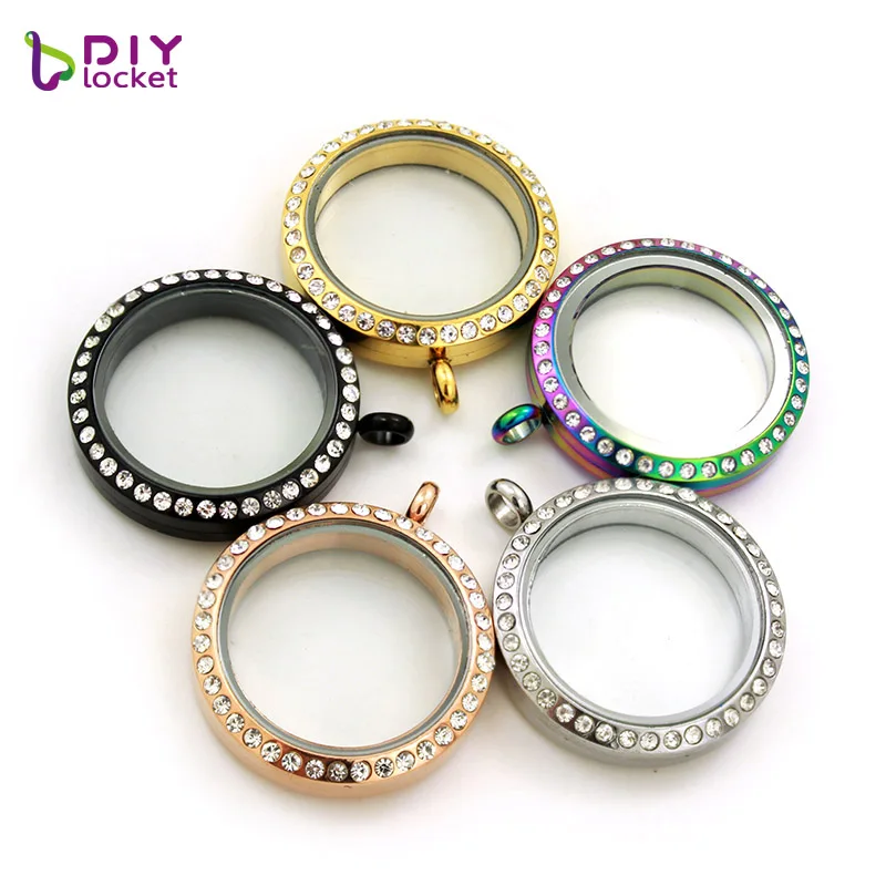 30 мм круглая Хрустальная Поворотная фотография из нержавеющей стали|Подвески| |