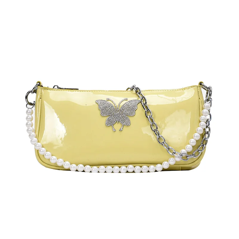 Женская сумка мессенджер маленькая из яркой кожи на молнии с цепочкой винтажная