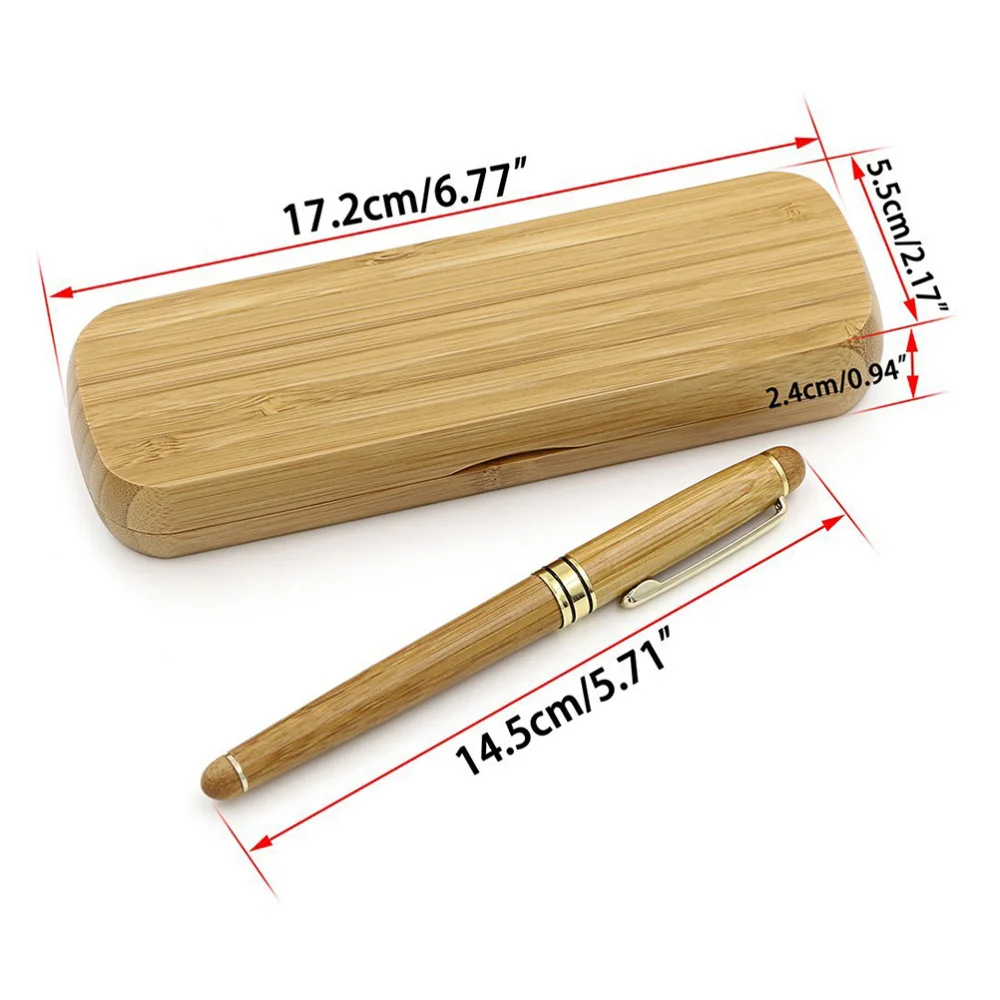 

Medium Nib Fountain Pen Natural Bamboo Writing Pen with Converter and Case (Red Packed)