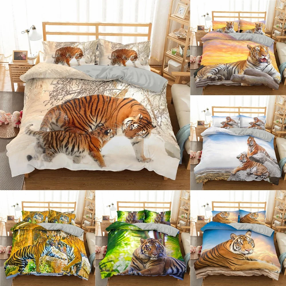 

3D Bedding Sets Animal Tiger Duvet Quilt Covers Comforter Bed Pillowcase Single Double King Queen Size Bedclothes Home Textiles