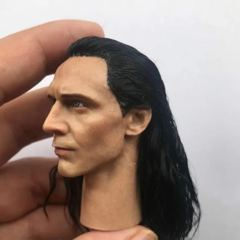 С реальными волосами Loki Head Sculpt масштаб 1/6 хидлерстон голова треммер резьба модель