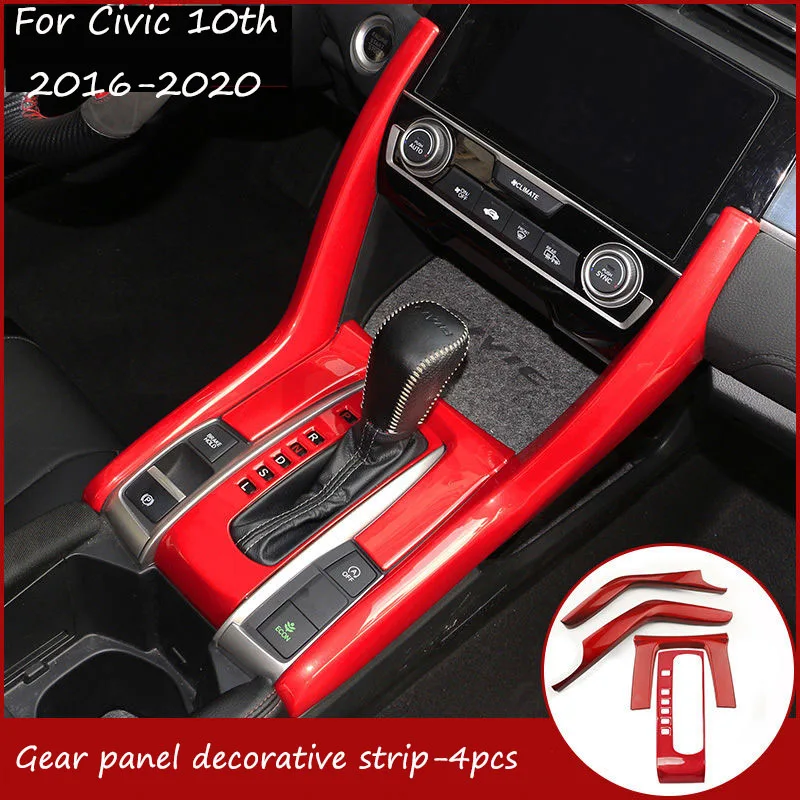 

For Honda 10th 2020 Accessories Civic Car Interior Modification Decorative Strip Full Set of Center Console Decoration 2016 2019