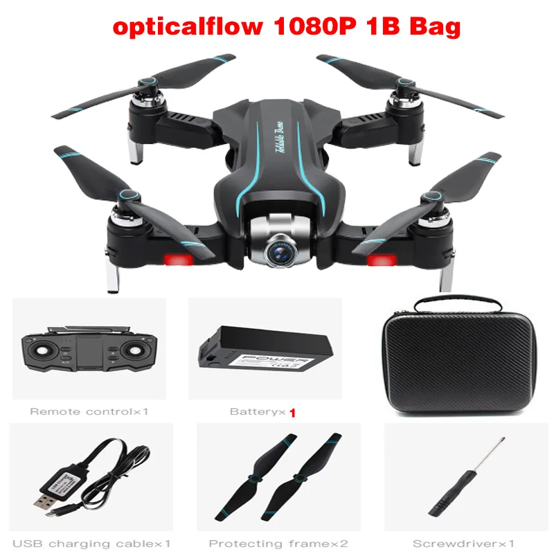 1080P 1B Bag Новое поступление S17 Rc Drone 4k с двойной камерой оптический поток HD один ключ Возврат Регулируемый угол камера Вертолет игрушечные Квадрокоптеры - Цвет: 1080P 1B Bag