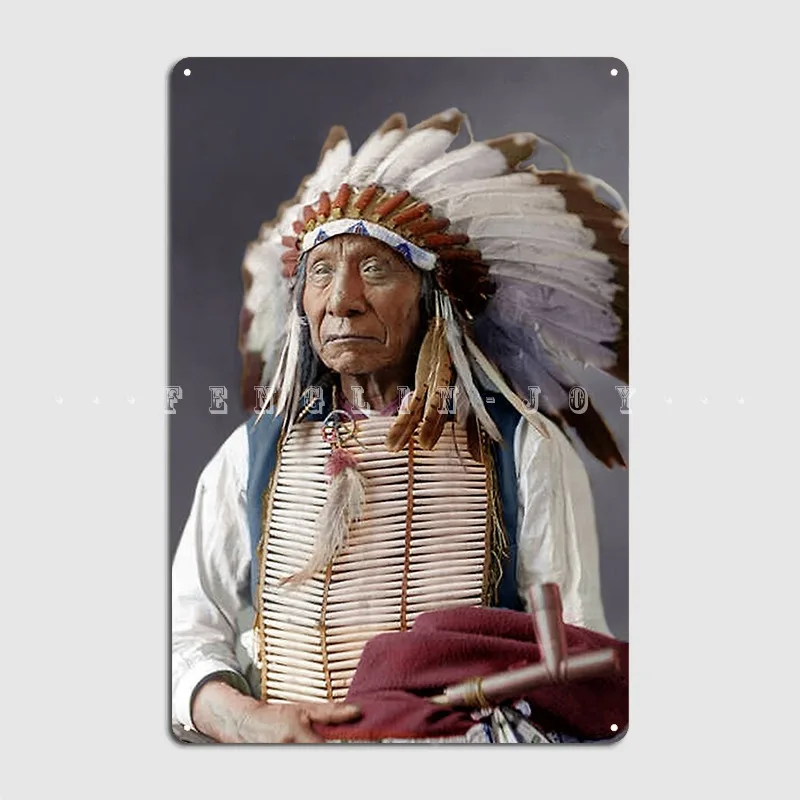 Металлический плакат на стену «Красное Облако», 1822 - 1909 г., Lakota, настенная роспись, ВИНТАЖНЫЙ ПЛАКАТ, жестяной плакат