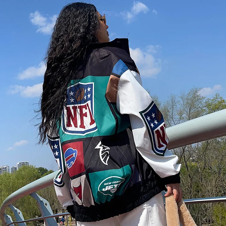 Женская зимняя куртка уличная одежда бомбер с принтом ветровка в стиле ретро со