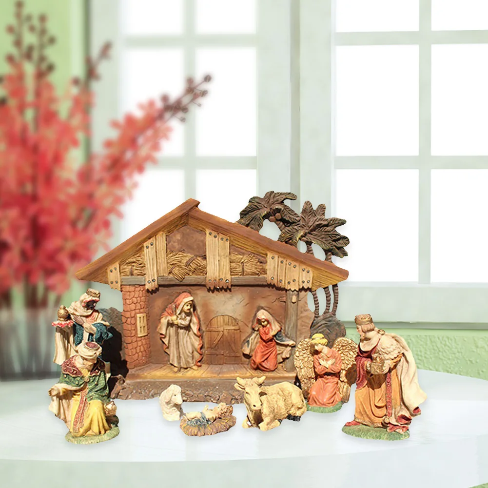 

Christmas Jesus Birth Manger Group Decoration Catholic Christian Church Religious Decoration Gift for Holiday Party