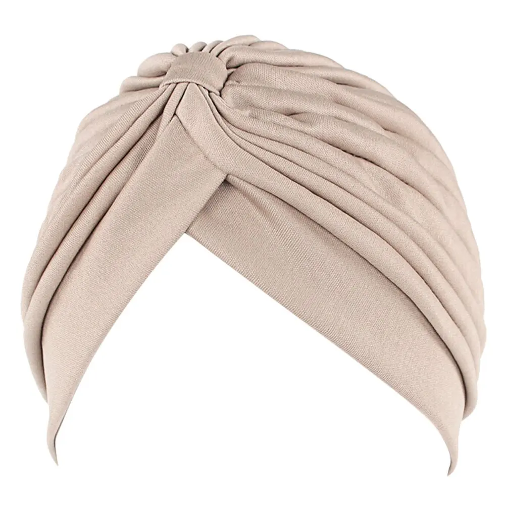 Gorro de Color liso para mujer, turbante el&aacute;stico torcido, accesorios para el cabello, 6 uds.-3