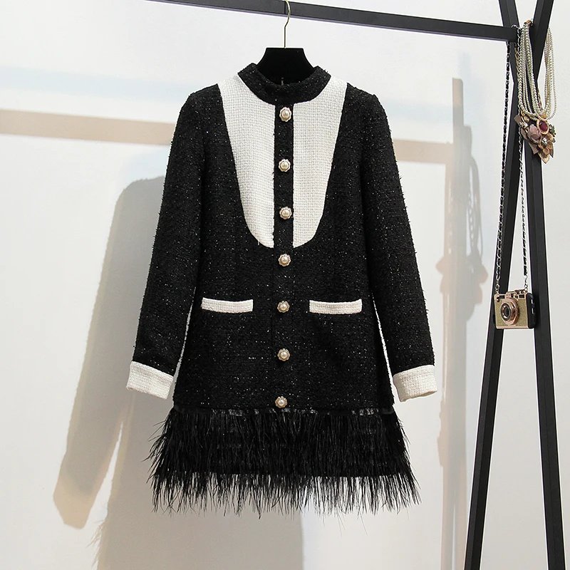 Женское твидовое платье HAMALIEL роскошное подиумное облегающее однобортное