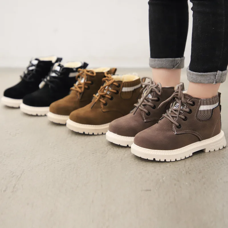 2019 новые зимние детские ботинки для мальчиков и девочек модные теплые martin