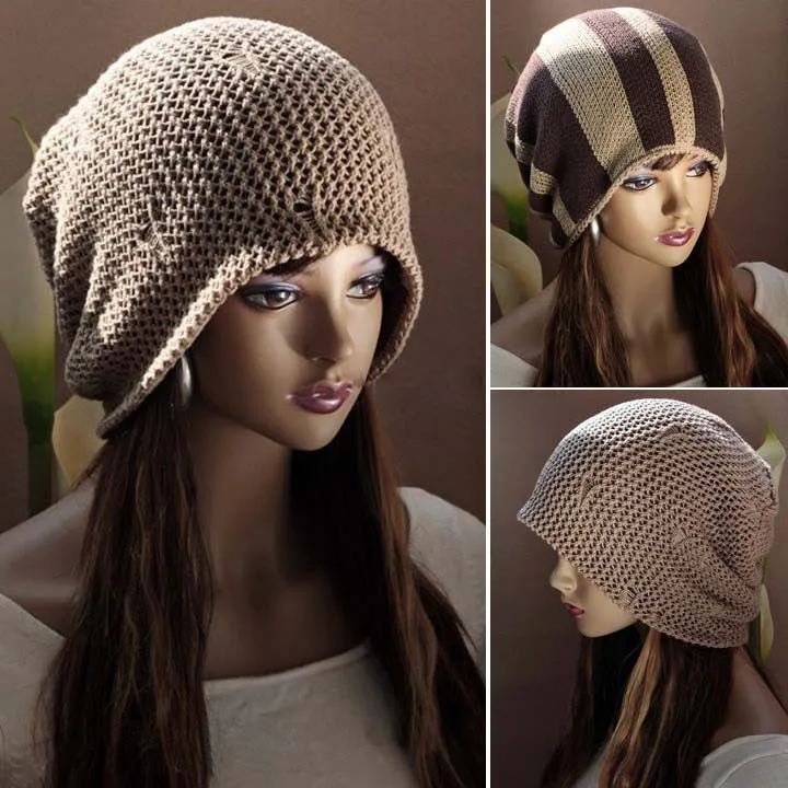 Осенние новые женские вязаные шапки модные Двусторонние Шапки с дырками горячая