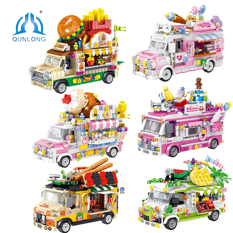 Кубики QUNLONG для девочек продовольственный грузовик магазин мороженого