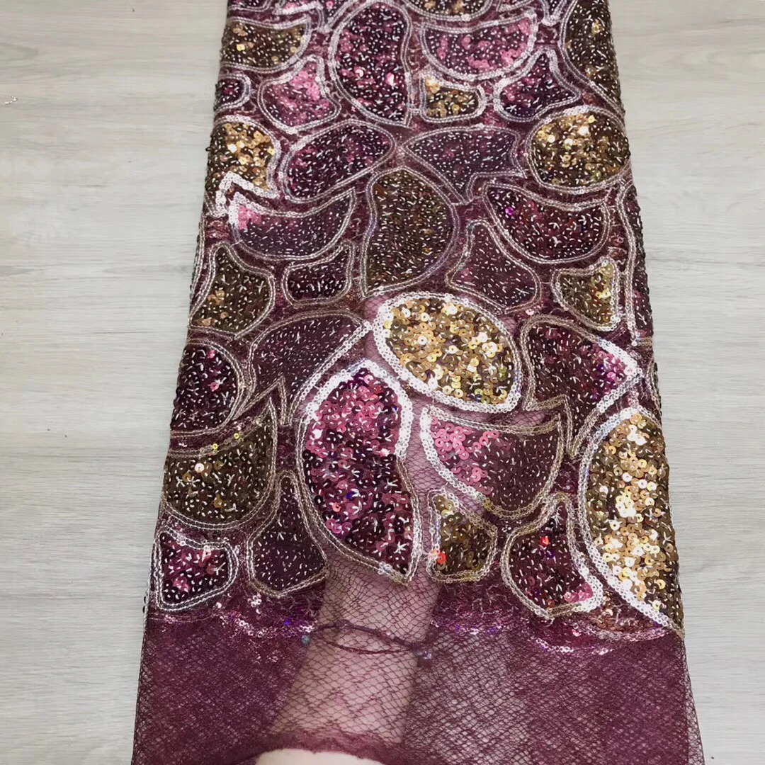 

2019 High Quality African Sequins Lace Fabric French Net Embroidery Tulle Lace Fabric For Nigerian Wedding Party Dress