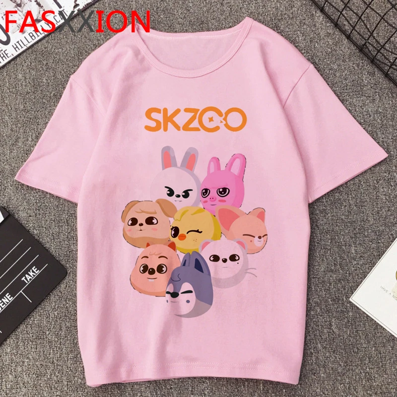 SkZoo Stray Kids K Pop Funny T Shirt Women K-pop Group Kawaii Anime Tshirt Kpop Fashion 90s Graphic Cute Top Tees Female | Женская