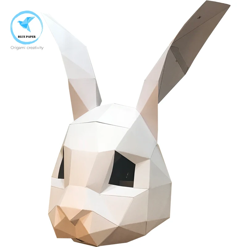 Предварительно вырезанная 3D Бумажная Маска Кролик розовый костюм на Хэллоуин