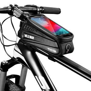 wild man new bike bag frame front top tube cycling bag waterproof 6 6in phone case touchscreen bag mtb pack bicycle accessories free global shipping