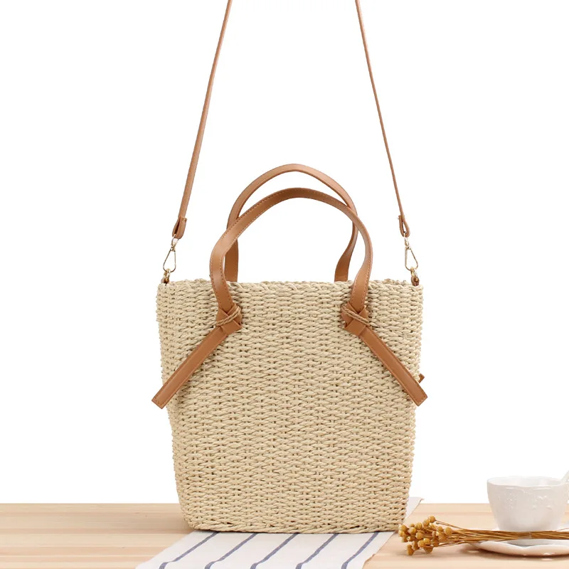 

Fashion Simple One Shoulder Straw Bag Summer Vacation Hand Woven Seaside Women's Beach Handbag Crossbody For Women