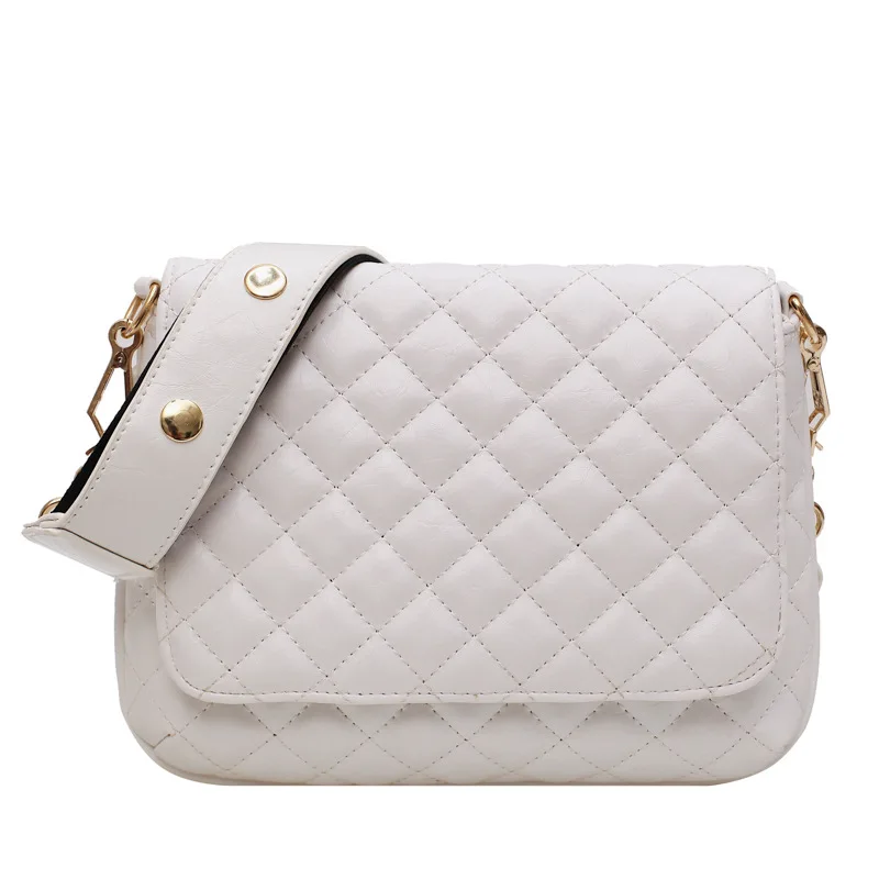 Women's bag 2021 new wave Korean version of the wild Messenger wide shoulder strap Lingge fashion | Багаж и сумки
