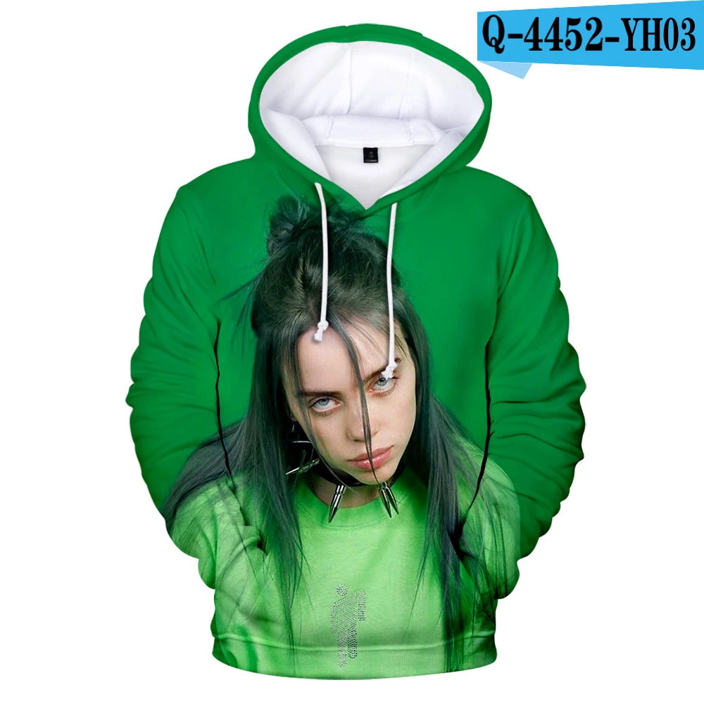 3D Новые модные толстовки с капюшоном Billie Eilish 3D, популярные мужские и женские пуловеры для мальчиков и девочек, повседневные толстовки Harajuku на осень и зиму - Color: 3D