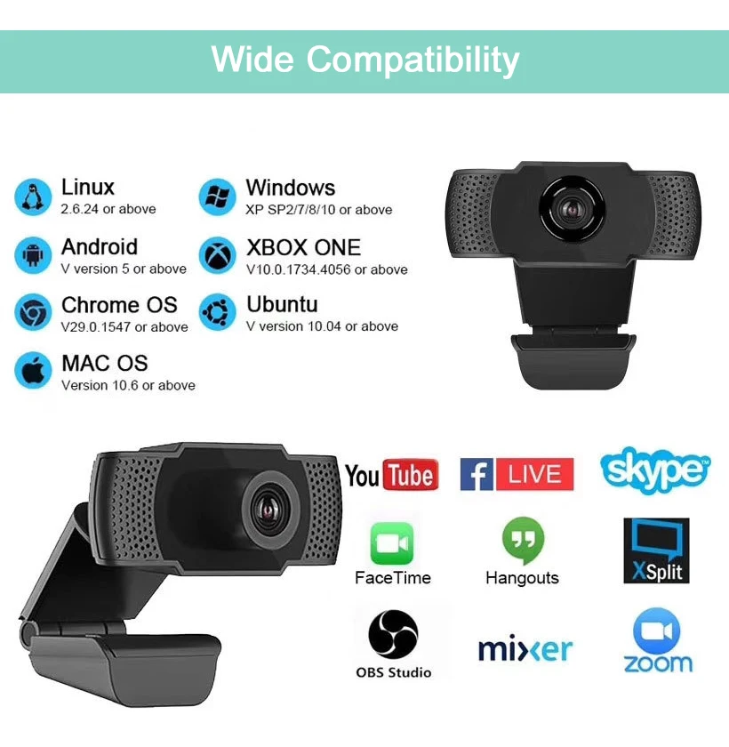 

Full HD 1080P Computer Webcam USB Webcam Camera Digital Web Cam With Micphone For Laptop Desktop PC Youtube Rotatable Web Camera