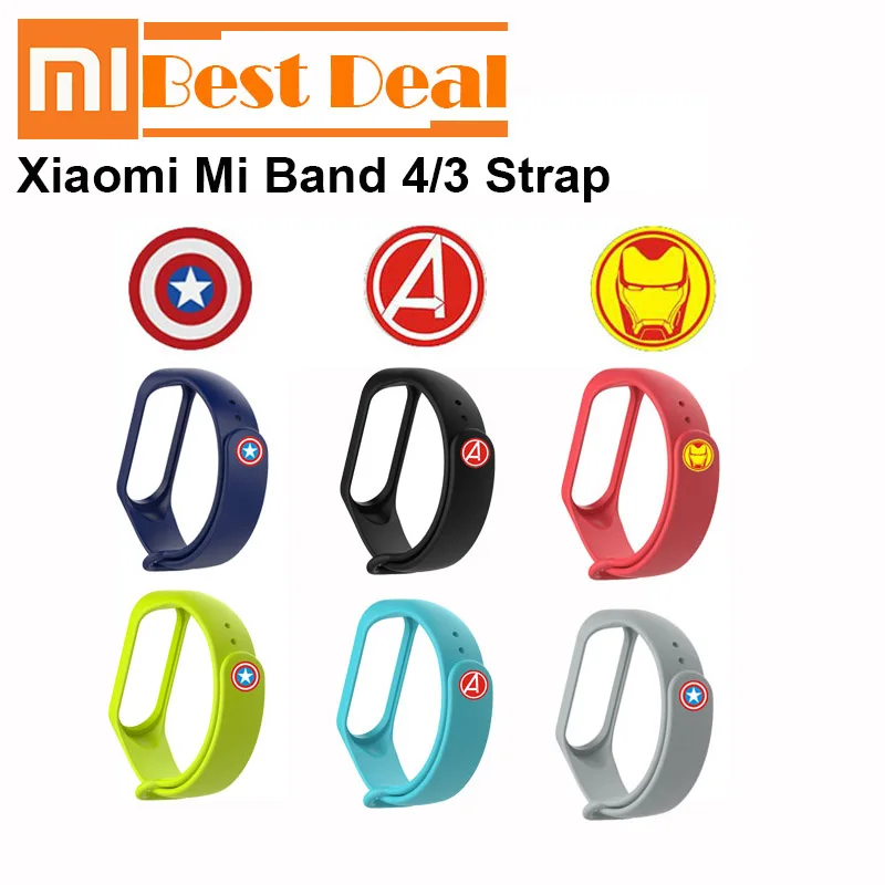 Xiaomi mi Band 4 ремешок для mi band 4/3 аксессуары браслет mi Band 3 силиконовый браслет Мстители Железный человек