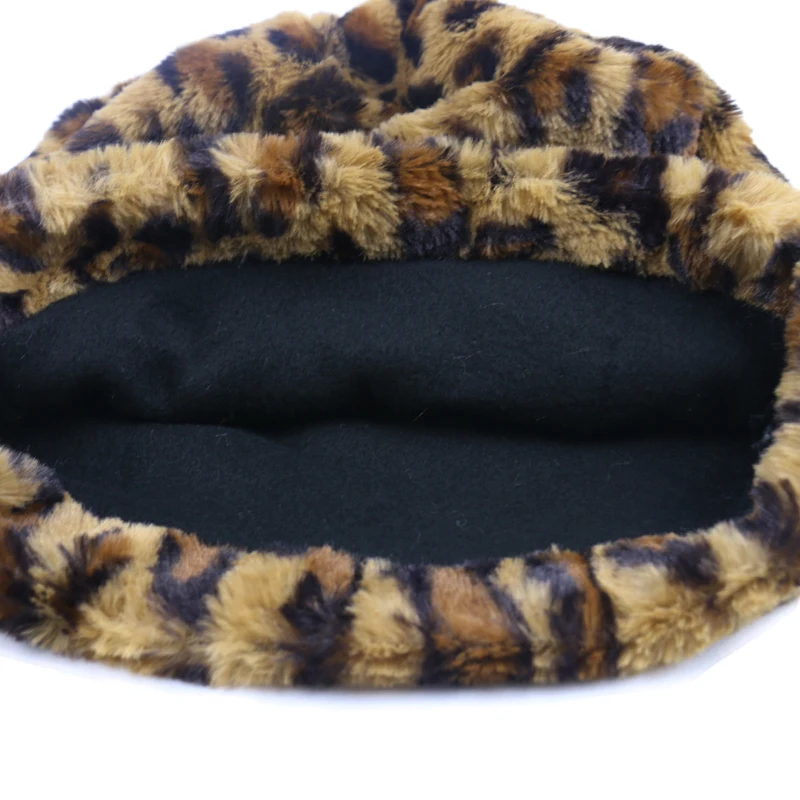

Winfox Fashion Leopard Hat Felt Caps Beanie Hat Winter Hats For women gorros mujer invierno Adult Warm Hats