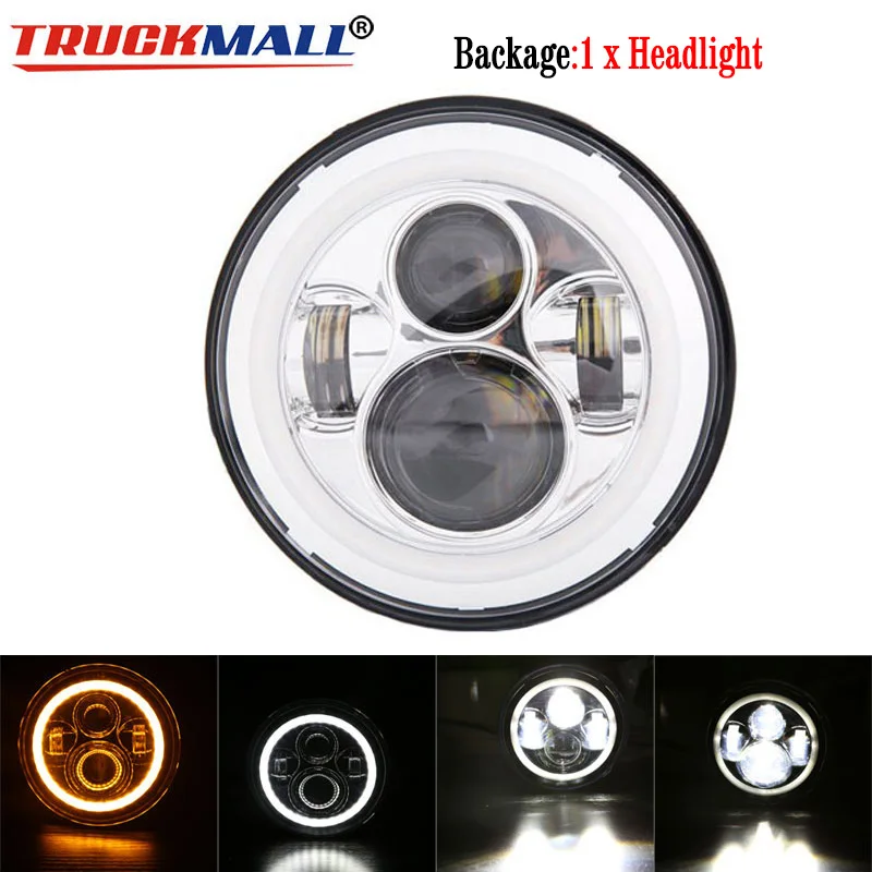 C-1pcs Headlight DOT EMARK 7 дюймов светодиодный налобный светильник s с Halo Ring поворотник светильник налобный фонарь для Jeep Wrangler Lada Niva Land Rover Defender Hummer - Цвет: C-1pcs Headlight