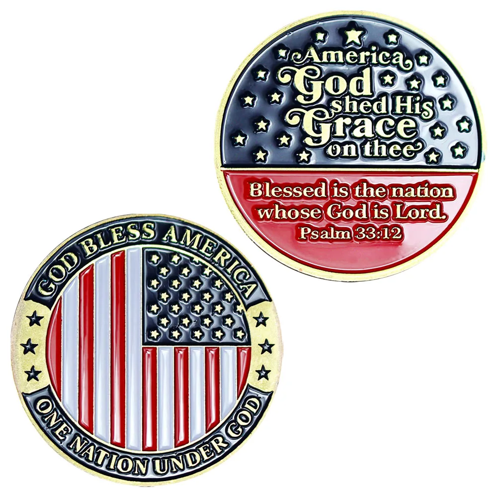 

God Bless America Souvenir Blessed Is The Nation Whose God Is Lord Psalm Coin Collectibles US Gold Plated Commemorative Coins