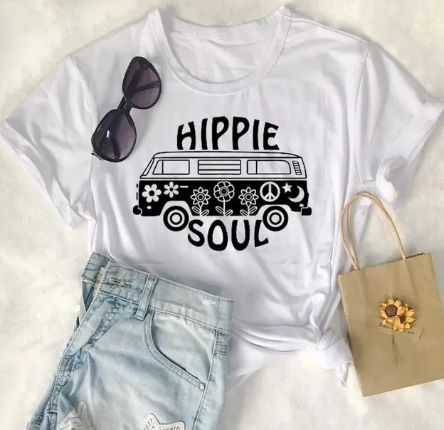 Хиппи Soul Футболка гранж tumblr camisetas уличный стиль эстетический Графический Забавный хлопок автомобиль для женщин Искусство Винтаж Футболка 90s Топ - Цвет: White-black text