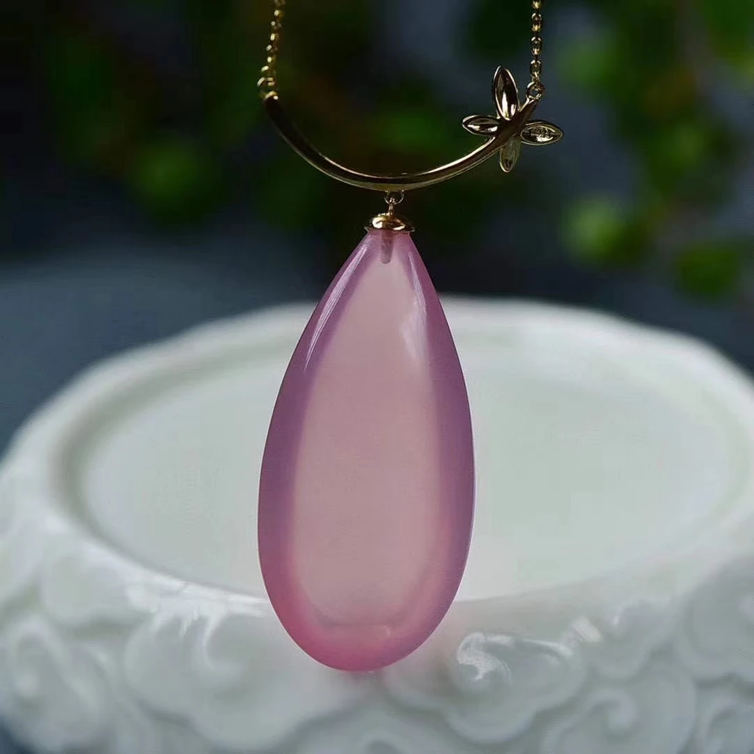 

Natural Pink Rose Quartz Star Light Pendant Water Drop Necklace 37*17.5*11mm Women Men Star Light Jewelry Genuine AAAAAA