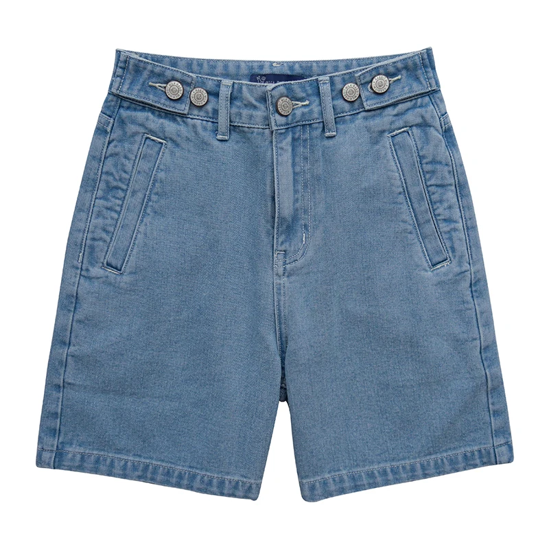 

Milk rabbit star - self made adjustable button denim shorts women's loose Capris boys' wide leg pants summer
