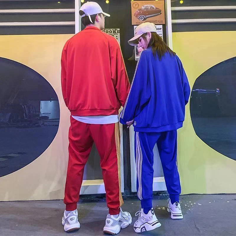 

Casual sports suit autumn outfit with handsome casual sweater men and women trend hip-hop couple two-piece suit